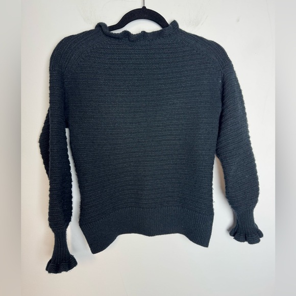 MADEWELL Ruffle-Neck Pullover Sweater in Cotton-Merino Yarn Size XSmall - Picture 4 of 9
